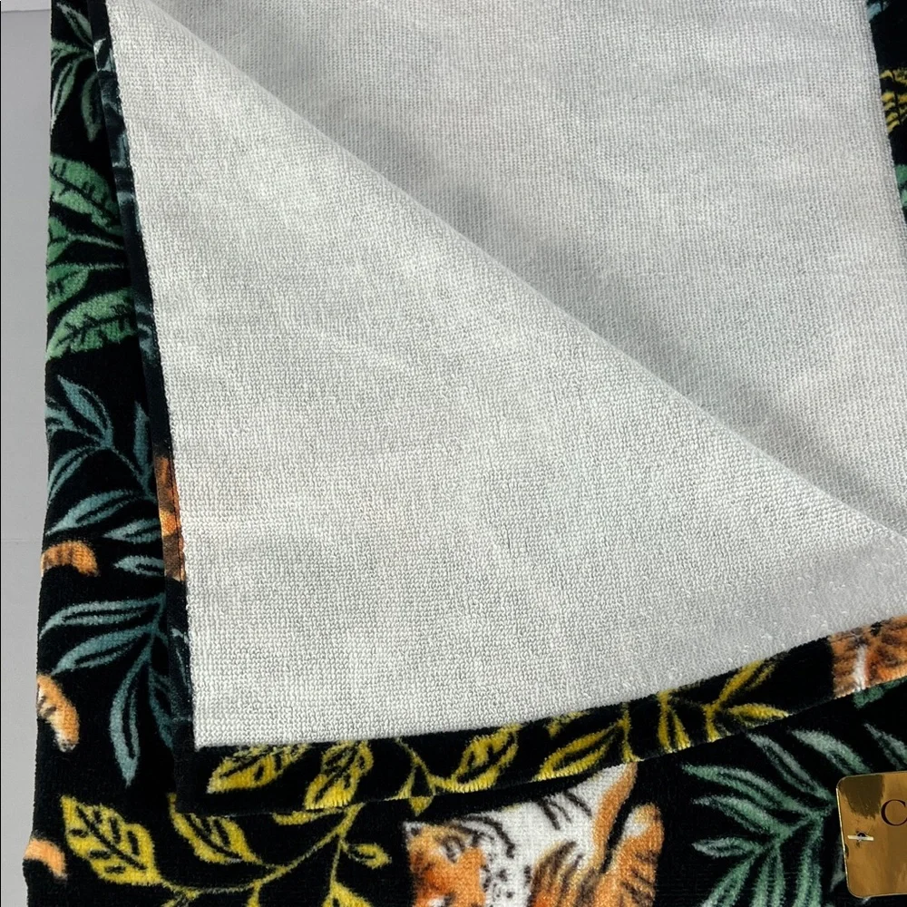 2 Pc Christian Lacroix Bath Towel Set Safari Tiger Leaf 100 % Cotton Velour NEW